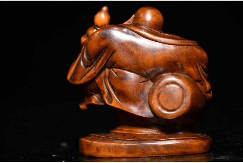 Handcrafted Mini Boxwood Maitreya Buddha Statue