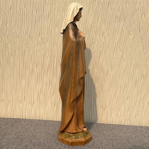 XXLTY Exquisite Solid Wood Virgin Mary Statue with Sacred Heart