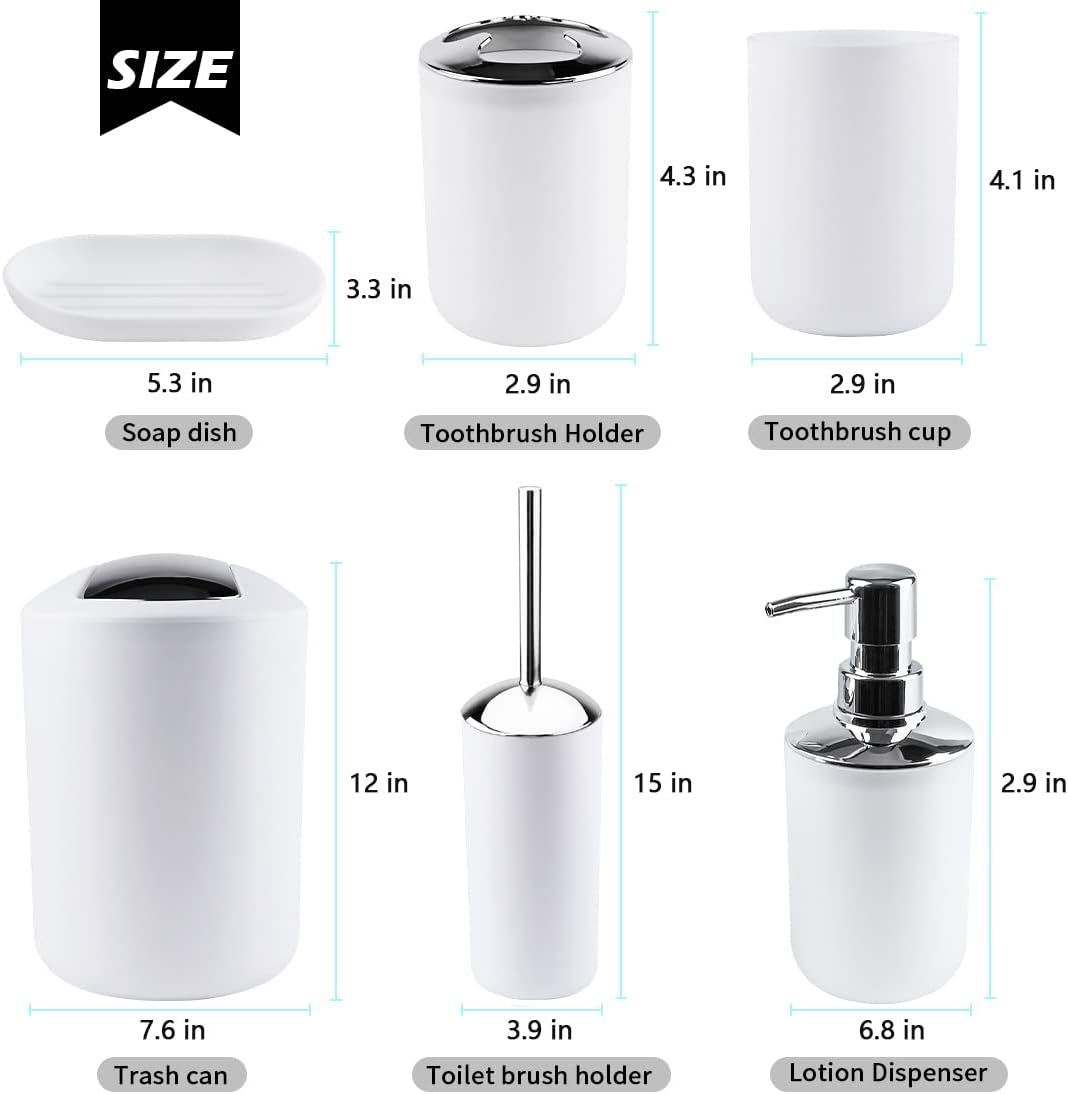 Papillon 6-Piece Bathroom Organize Set White