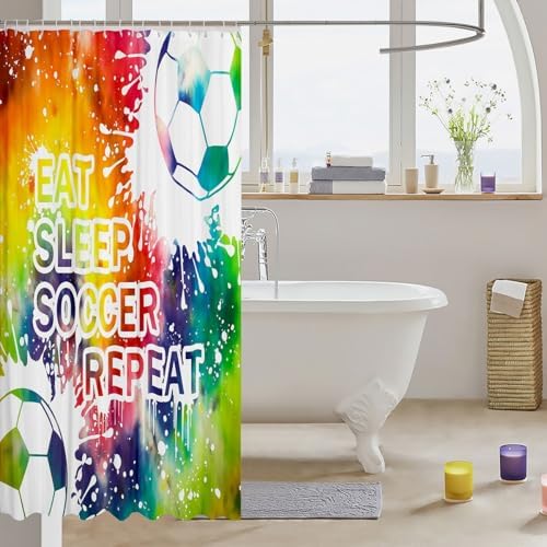 Feelyou Tie Dye Soccer Bath Curtain Set