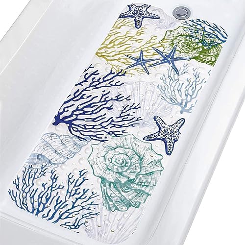 Topotdor Starfish Coral Bath Mat Non-Slip 40x16 Inch