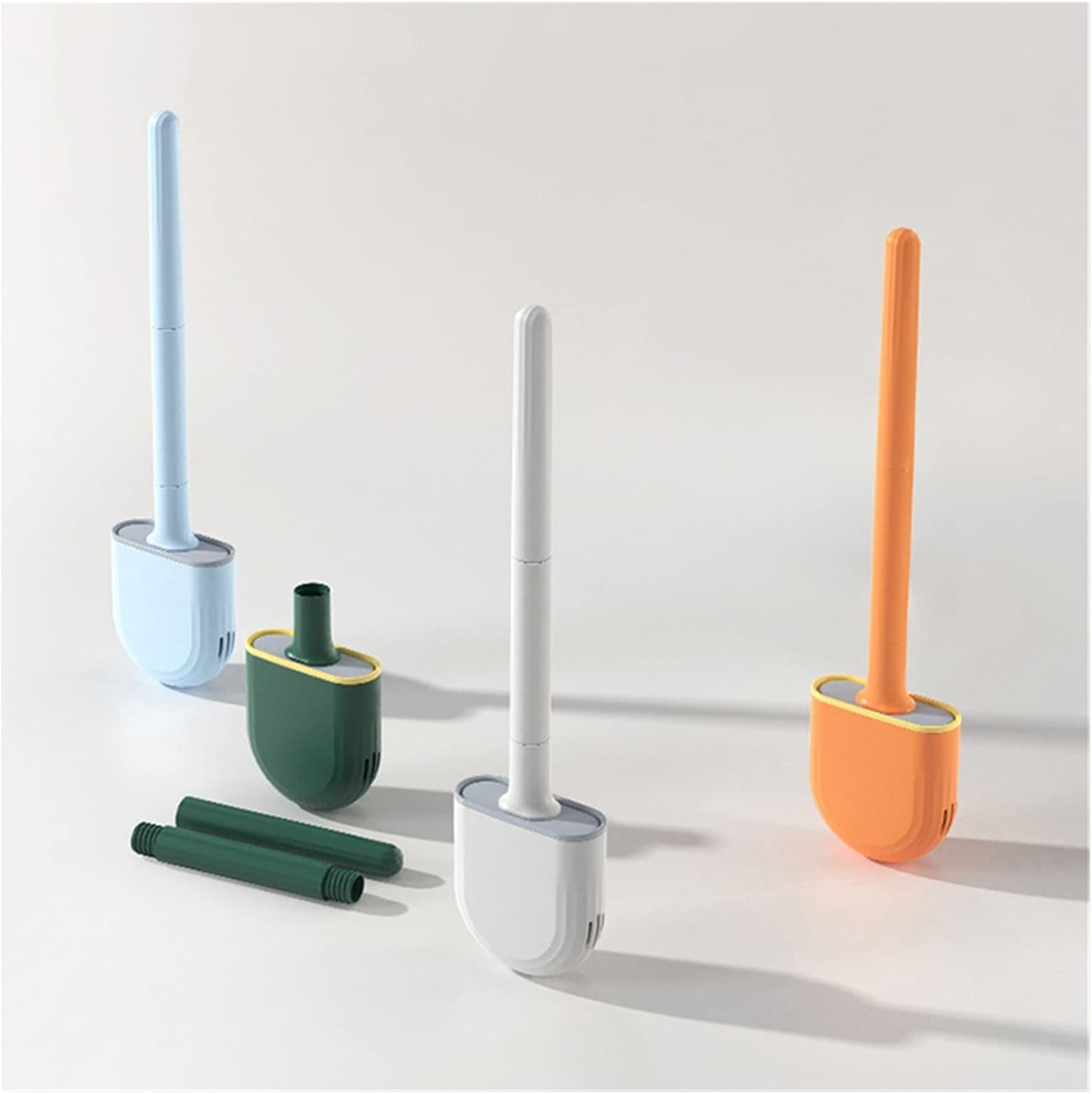Silicone Toilet Brush Holder Set with Non-Slip Handle