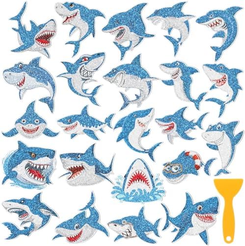 Yaomiao Shark Non-Slip Bathtub Stickers 24 Pcs