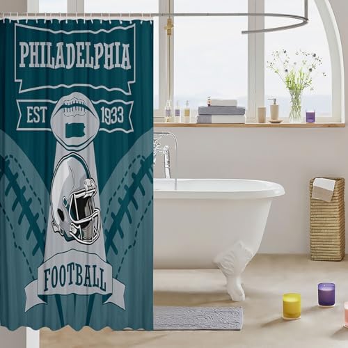 Erosebridal 3D Football Helmet Shower Curtain Set - 72x72 Philadelphia
