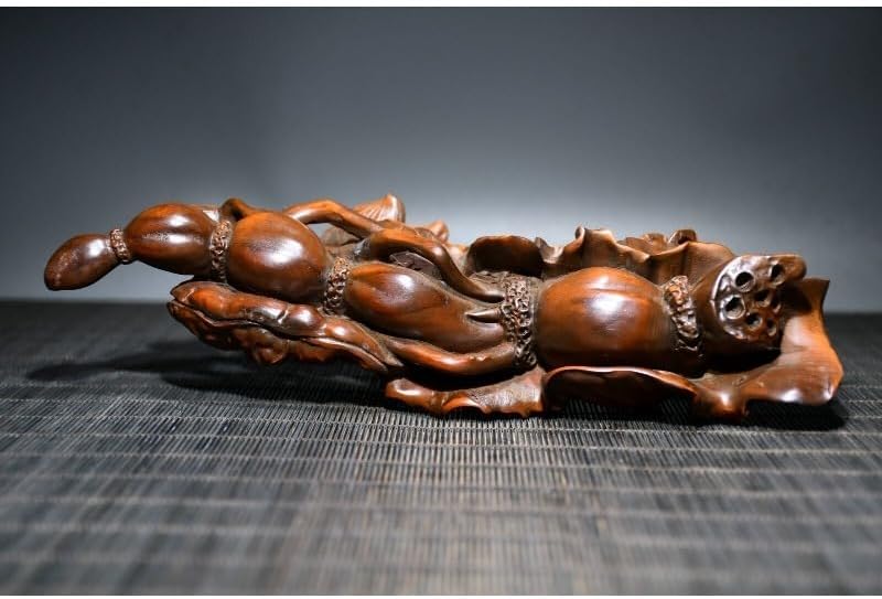 LimpaC Handcrafted Boxwood Lotus Flower Cancer Statue Meditating Figurine Decor