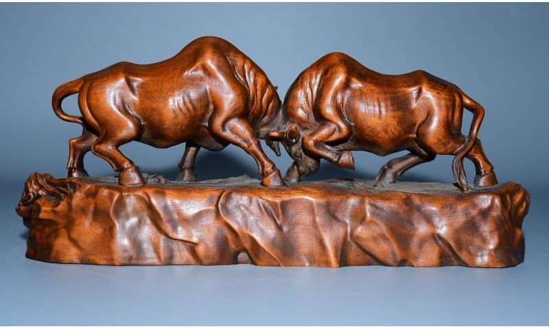 LimpaC Mini Boxwood Zodiac Ox Statues Handmade Decor