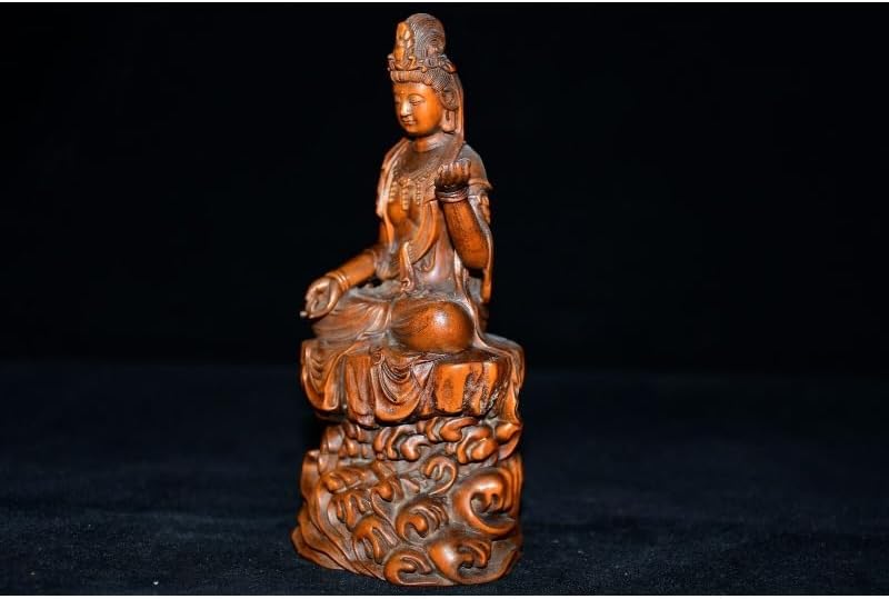 LimpaC Collection Boxwood Kwan-yin Statue Handmade Decor