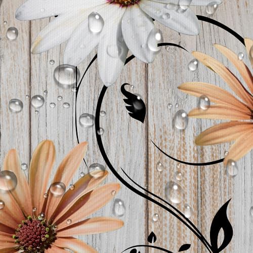 Rustic Farmhouse Floral Shower Curtain Set with Hooks