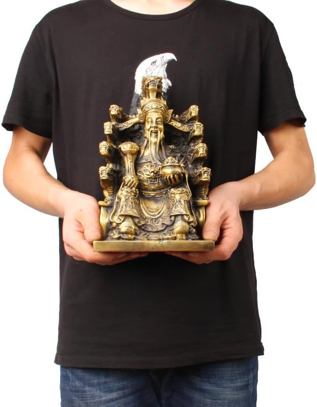 Usoway Large Copper Nine Dragons Wealth God Statue