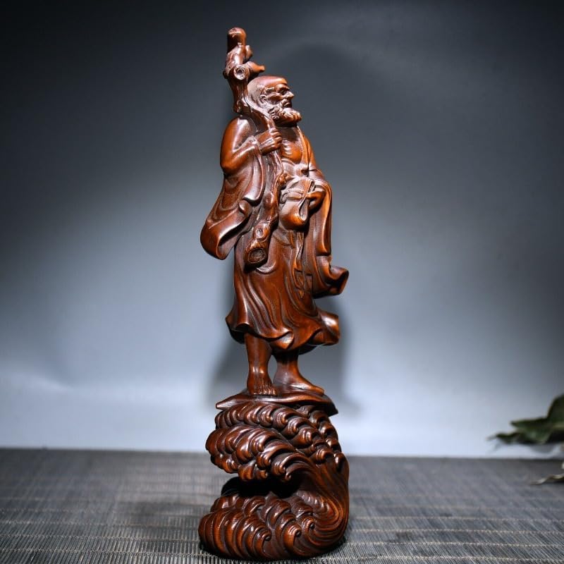 Handmade Boxwood Dharma Buddha Meditating Statue Decor