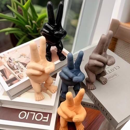 Scissor Hand Finger Statue Yellow 3D Resin Decor 1