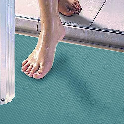 Zahari Home Anti-Slip Tub Mat with Suction Cups - Teal 17x36 1