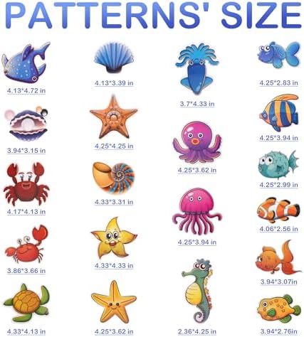 20 PCS Sea Creature Non-Slip Bathtub Stickers with Scraper