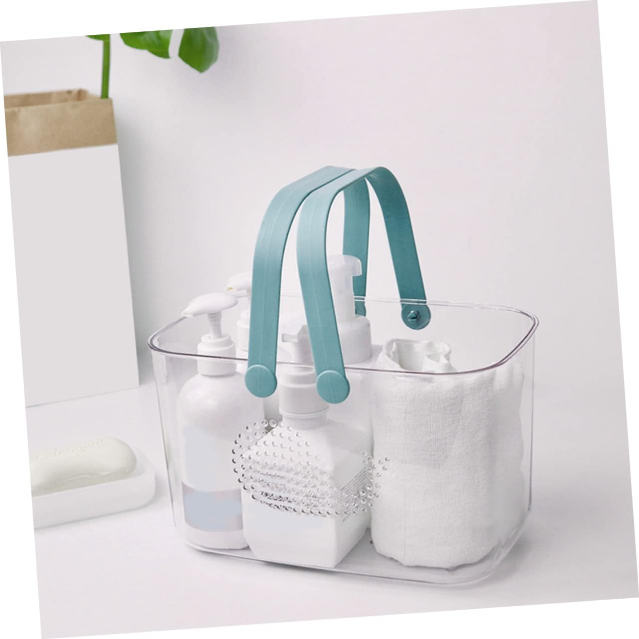 FOYTOKI Portable Plastic Bathroom Organizer Basket with Handle 1