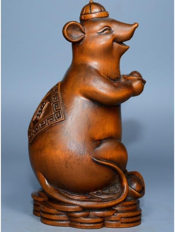 LimpaC Boxwood Mouse Yuanbao Wealth Statue