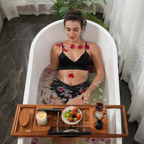 Utoplike Teak Bathtub Caddy with Tablet Holder