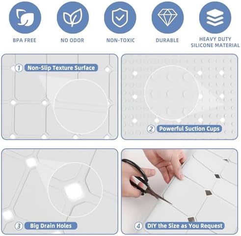 MeimeiDe Silicone Bathtub Mat 15 x 28 Non-Slip