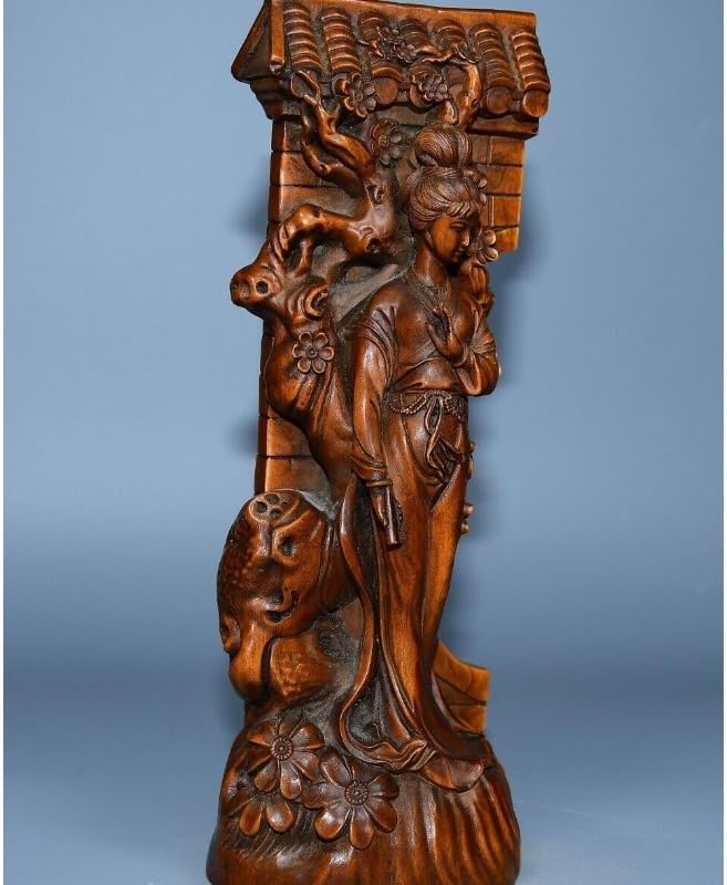 LimpaC Mini Boxwood Plum Blossom Statue Handmade Decor