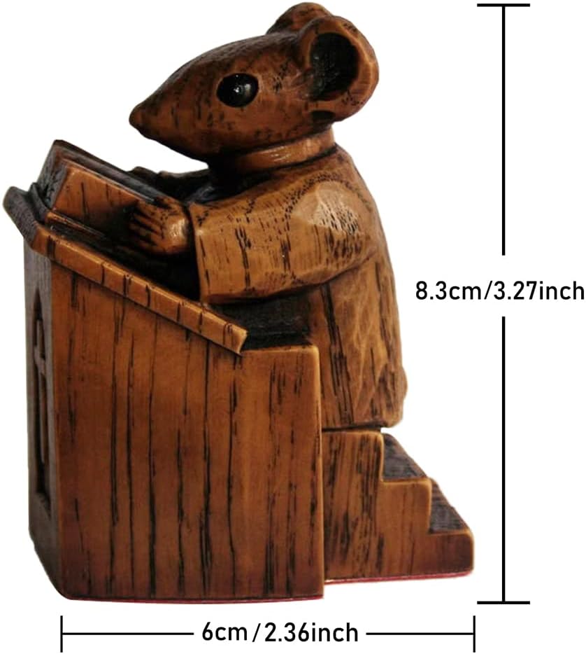 GAIBIJA Yuhoo Church Mouse Statue 10 Inch Wooden Sculpture