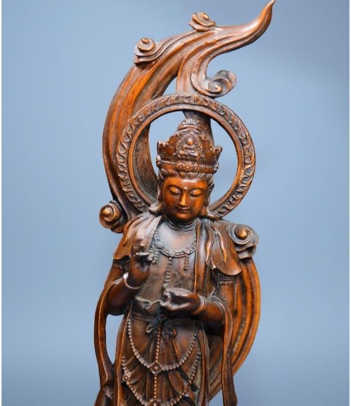 Handcrafted Avalokitesvara Boxwood Buddha Statue