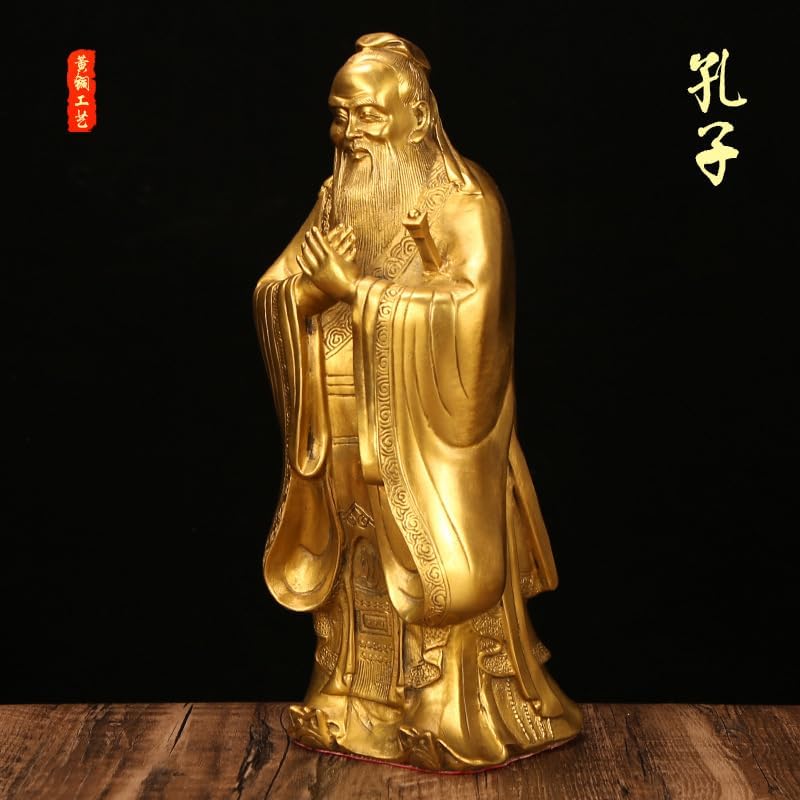 Usoway Pure Brass Confucius Statue Figurine