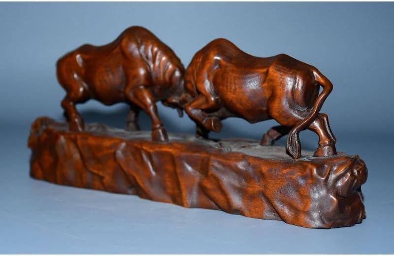 LimpaC Mini Boxwood Zodiac Ox Statues Handmade Decor