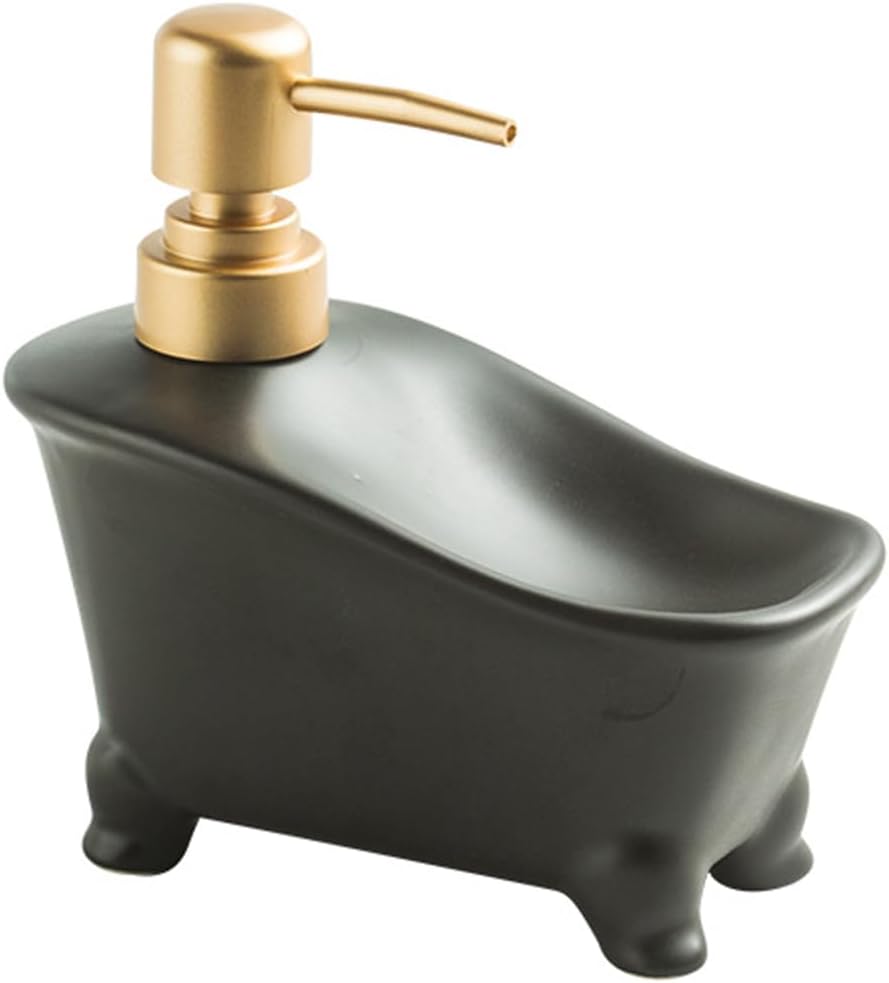 2 in 1 Ceramic Soap Dispenser with Sponge Holder 350ml