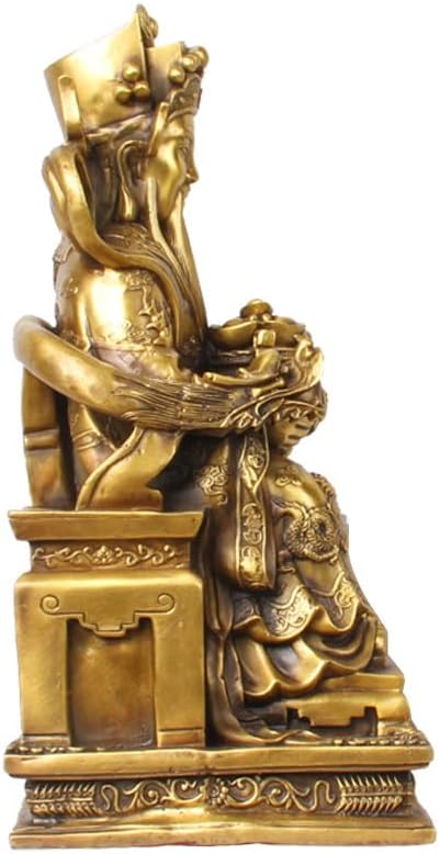 Usoway Copper Dragon Throne Wealth God Figurine