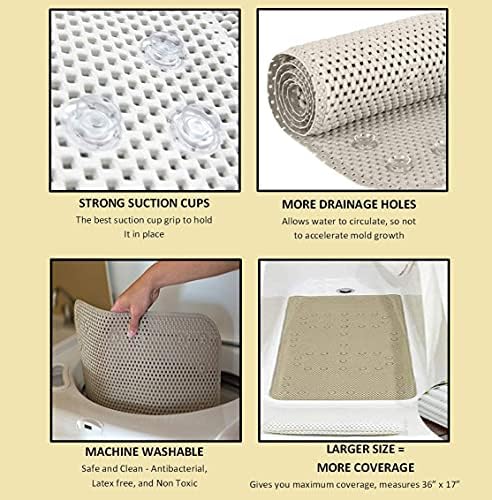Deluxe Non Slip Bathtub Mat with Suction Cups - Pink