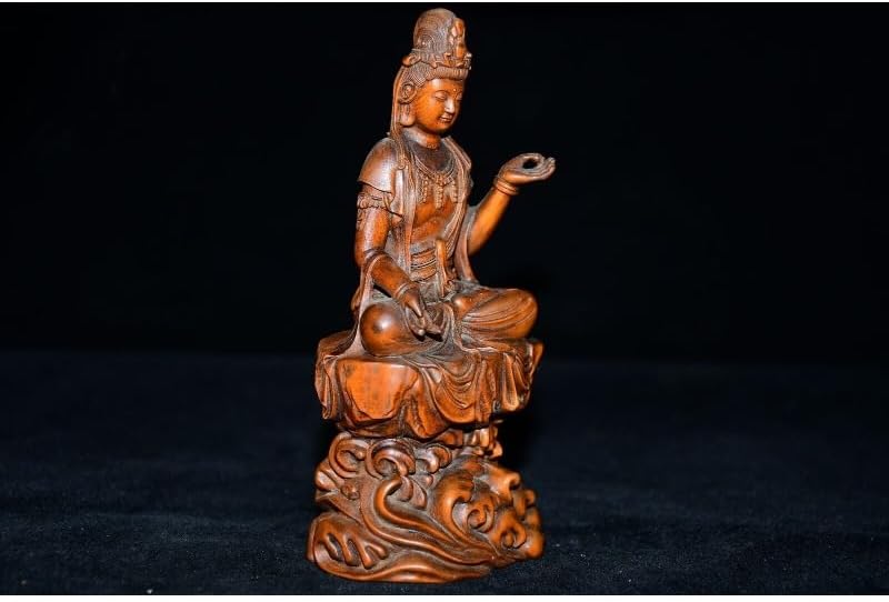 LimpaC Collection Boxwood Kwan-yin Statue Handmade Decor