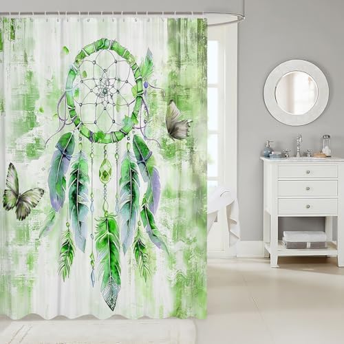 Erosebridal Green Dream Catcher Shower Curtain Set