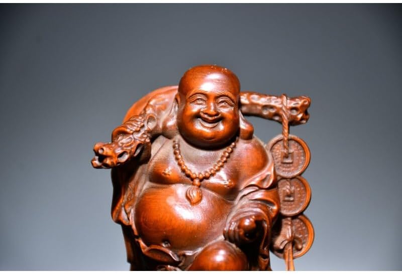 LimpaC Collection Boxwood Maitreya Buddha Statues Handmade Decor