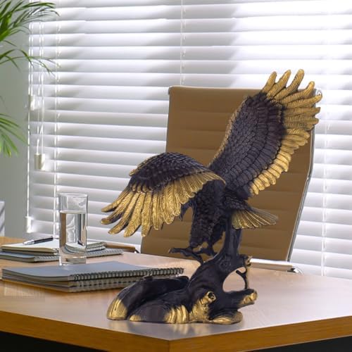 YouFine Brass Eagle Spread Wings Statue - Modern Home Office Decor
