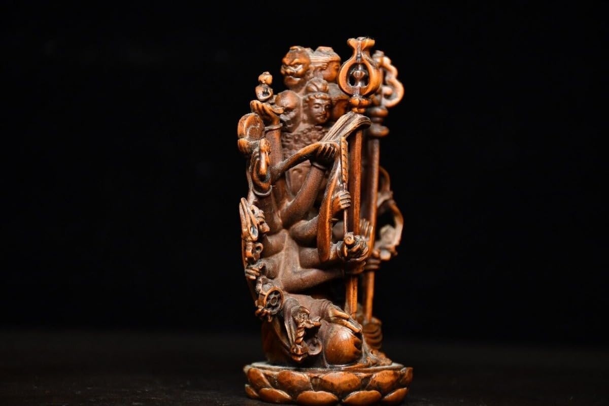 Handcrafted Boxwood Avalokiteshvara Statue with 1000 Arms