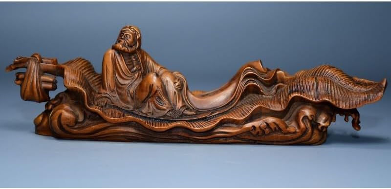 Handcrafted Boxwood Taoist Priest Dharma Statue Decor