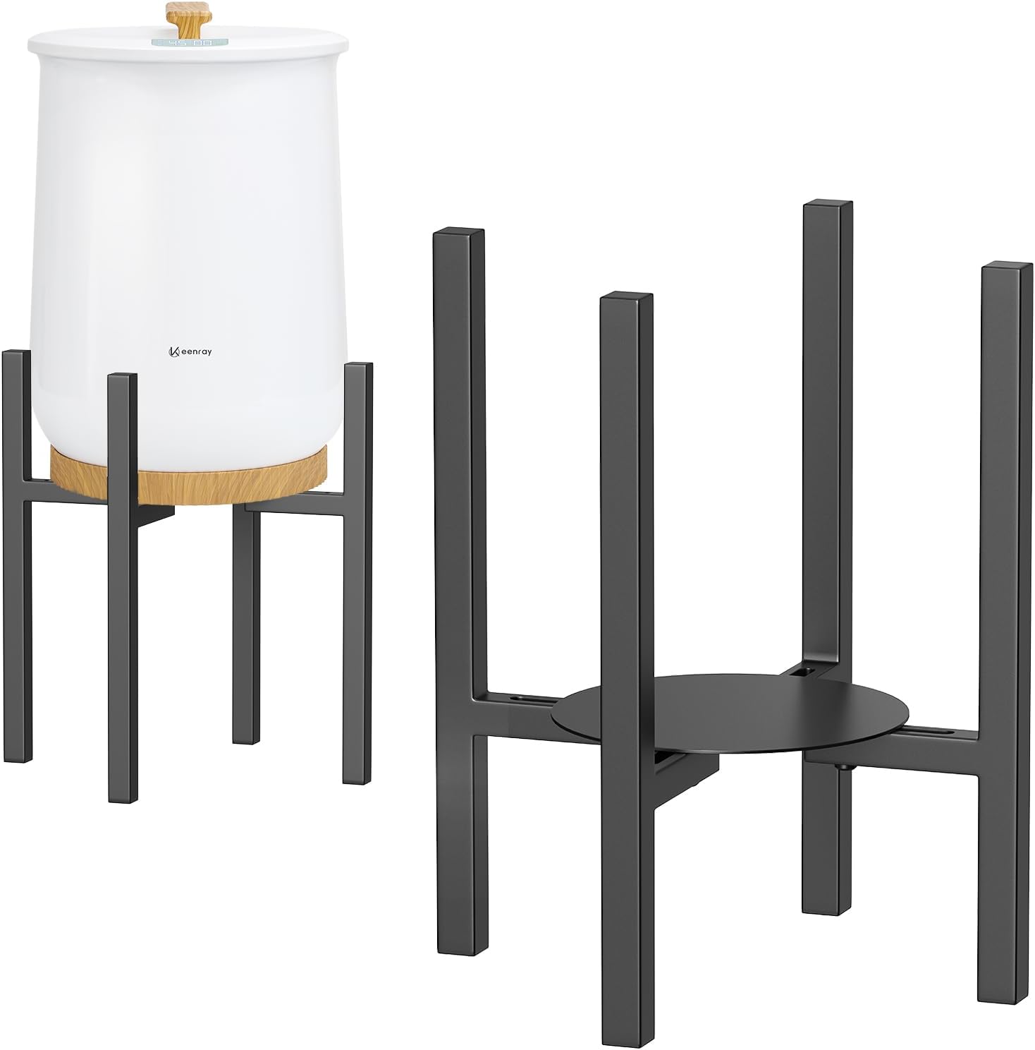 Keenray Adjustable Towel Warmer Stand with Trays Heavy Duty Black