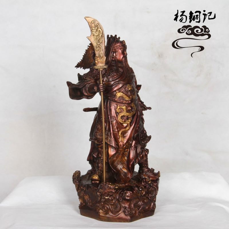 Usoway Copper Statue of Guan Gong with Nine Dragons and Five Banners