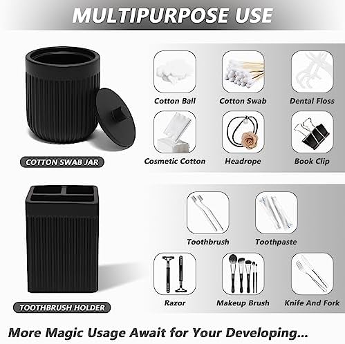 XLHOMO 5 Pc Resin Matte Black Bathroom Accessories Set