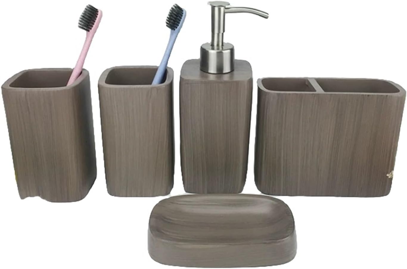 WZBNHYU 5-Piece Bathroom Accessory Set with Marble Pattern