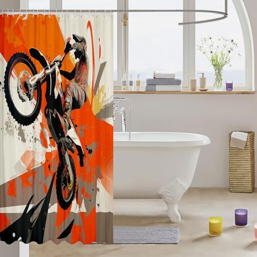 Feelyou Kids Dirt Bike Racing Shower Curtain Set 72x72