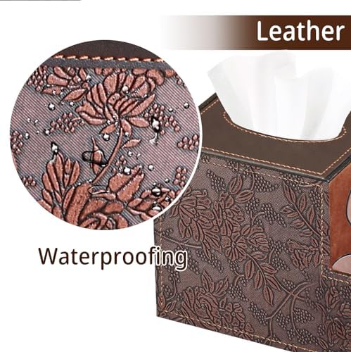BLIENCE PU Leather Tissue Box Cover with Storage