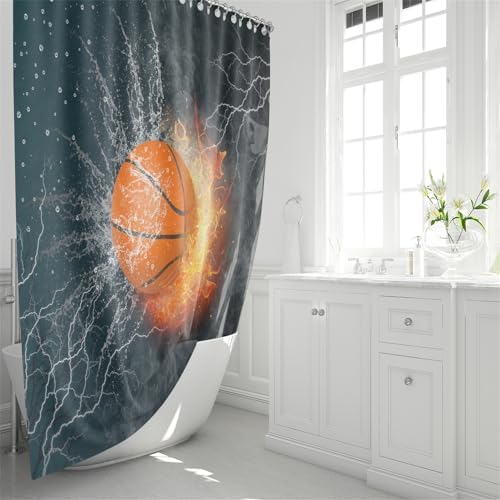 Basketball Shower Curtain Set 4 Pcs for Kids