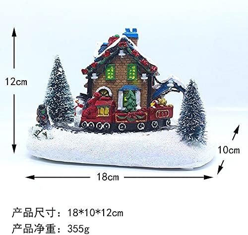 LED Christmas Village House with Train and Snowman