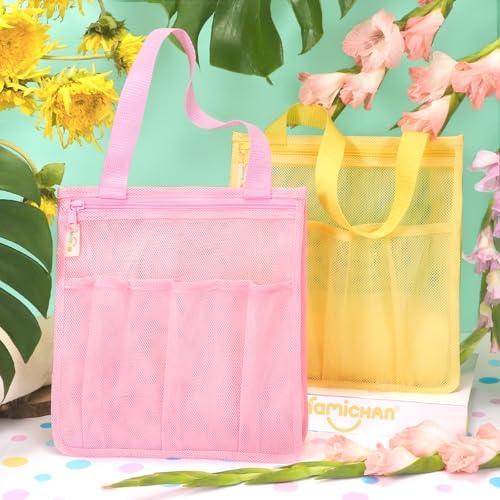 Famichan Mesh Shower Caddy Portable Pink