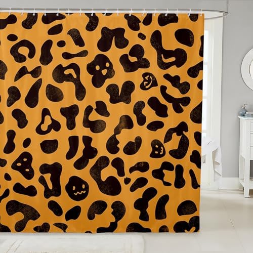Feelyou Brown Leopard Kids Shower Curtain Set 72x78
