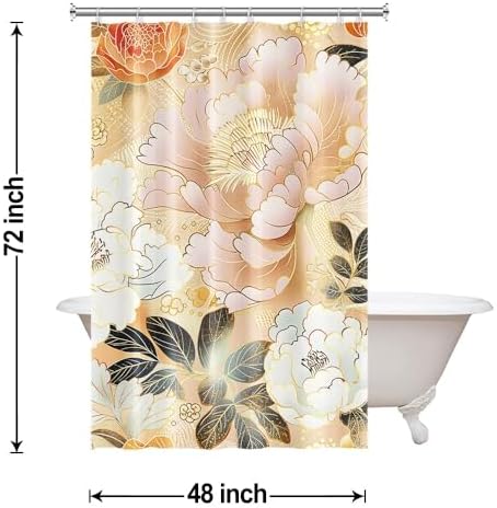 Pink and Gold Floral Shower Curtain Set