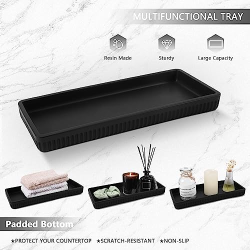 XLHOMO 5 Pc Resin Matte Black Bathroom Accessories Set