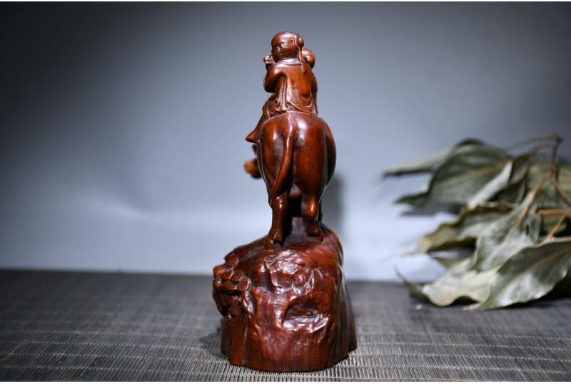 LimpaC Handcrafted Boxwood Child Riding Ox Statue