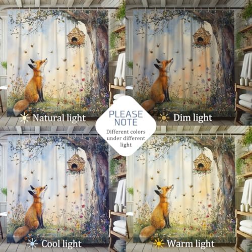 Fanciful Fox Shower Curtain Set 72x72 Inch