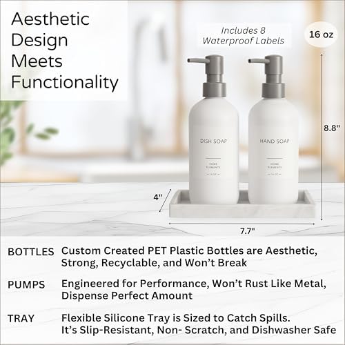 Spacewiser Shatter-Free Soap Dispenser Set with Pump and Tray